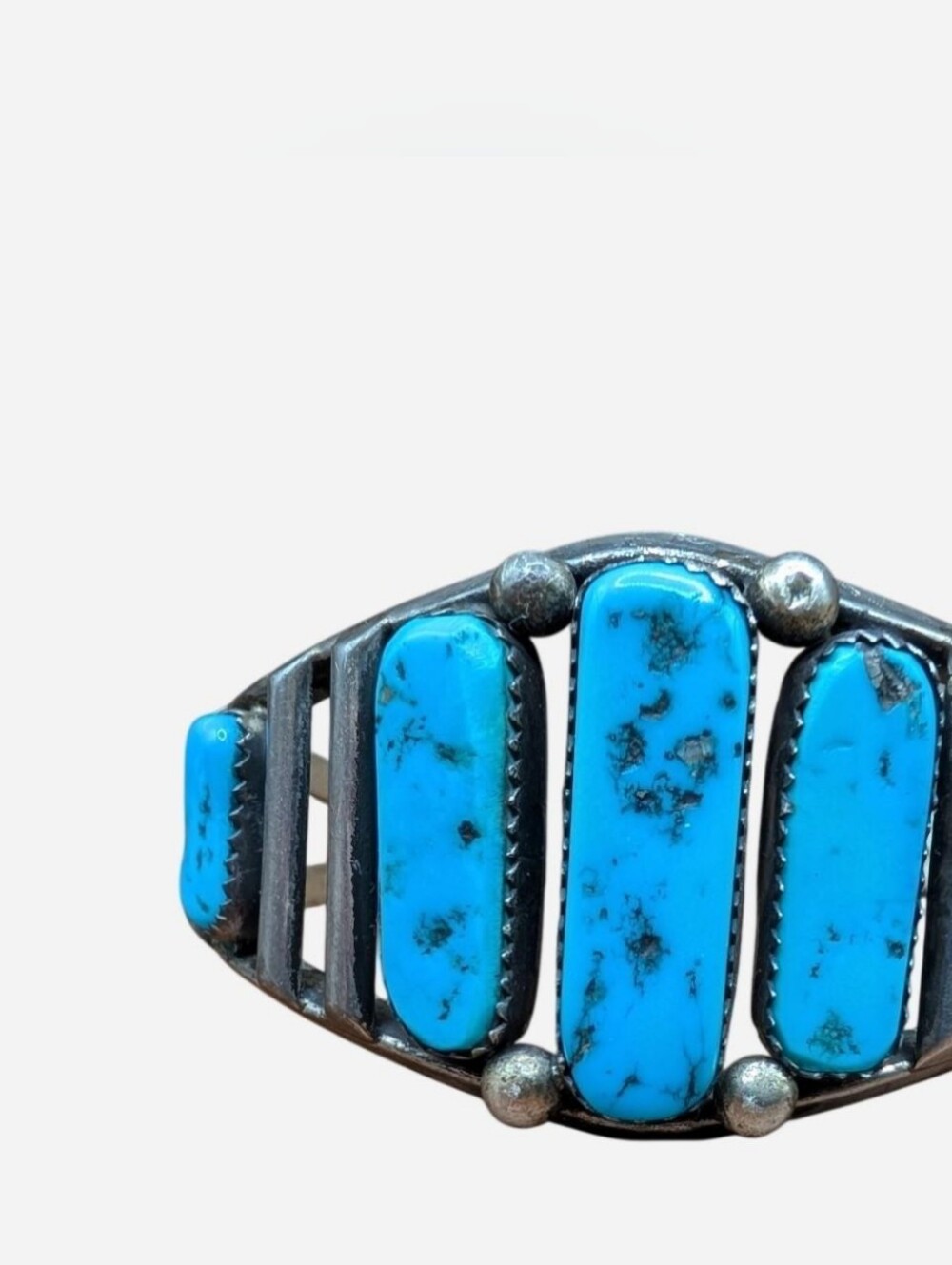 Vintage Arizona Southwestern Turquoise Five-Stone Cuff Bracelet – Sterling Style